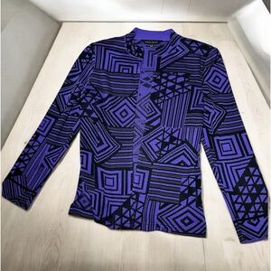 Ming Wang Geometric Purple and Black Women's Knit Jacket